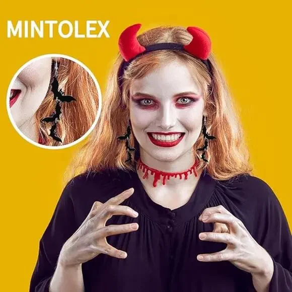 Halloween Earrings Women Black Skull Bat Acrylic Dangle Drop Spooky Costume Cute - Picture 2 of 7